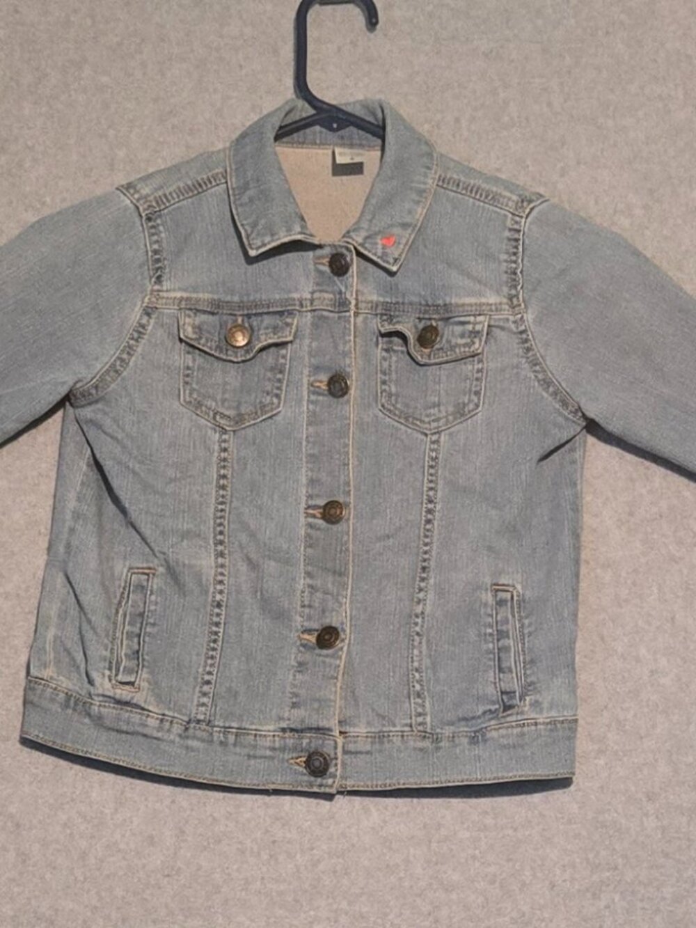 Girl's Jean Jacket Carter's Size 8 with Cute Pink Heart on Collar